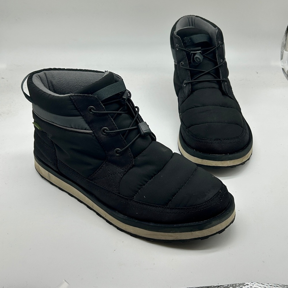 Sanuk Puffy Chiller Mid Black Quilted Puffer Ankle Boots Men's Size 10‎